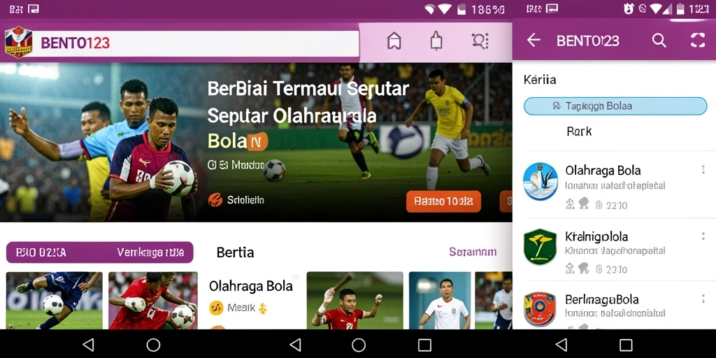 Tampilan antarmuka BENTO123 yang memudahkan pengguna mengakses berita olahraga.