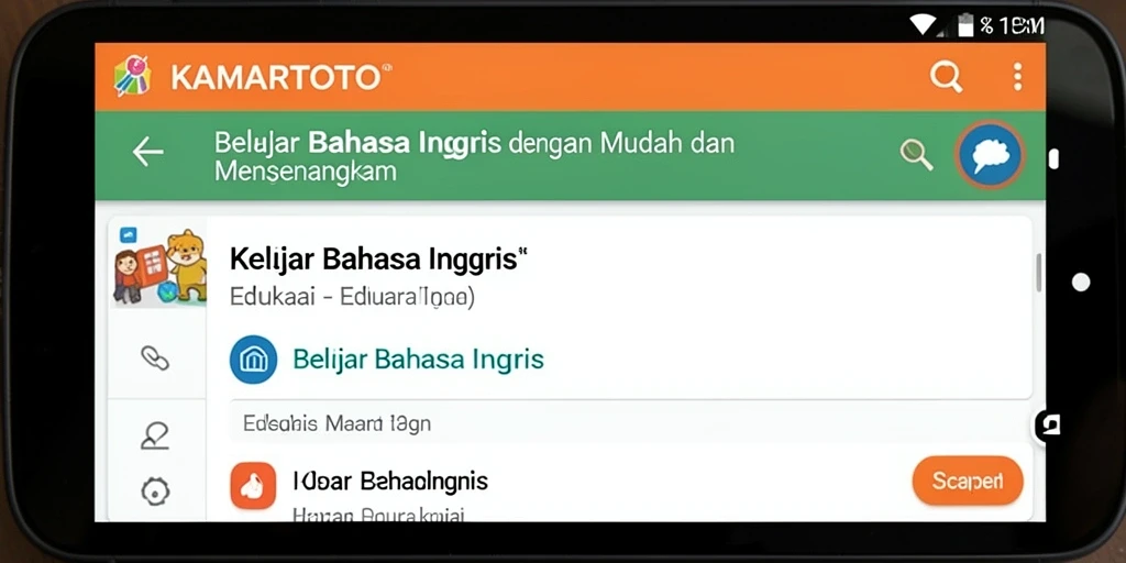 Antarmuka aplikasi KAMARTOTO untuk belajar Bahasa Inggris yang interaktif.