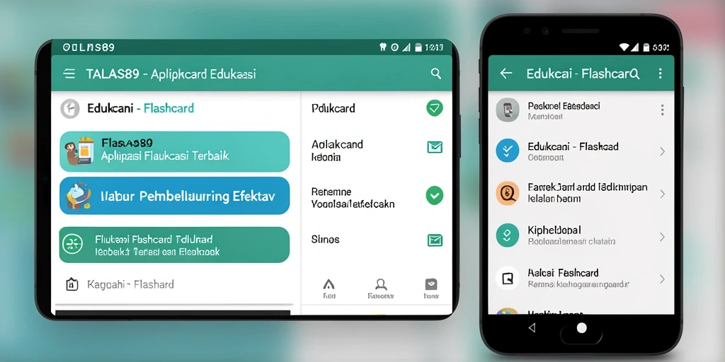 Antarmuka aplikasi TALAS89 yang interaktif dan menarik untuk belajar Flashcard.