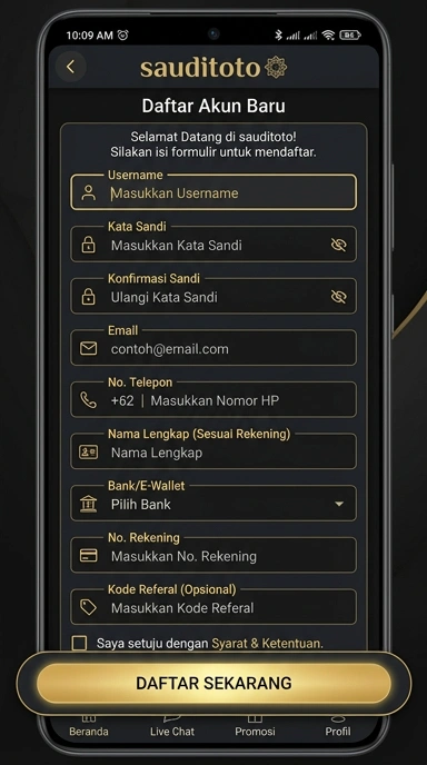 Cara Mudah Registrasi Akun Baru sauditoto
